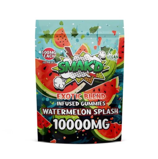 TKO Smak’d Exotic Blend Delta 8 THC Infused Gummies | 10,000 MG| Watermelon Splash